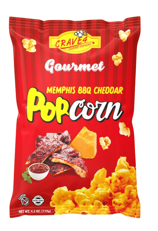 Crave4 Gourmet Popcorn Memphis BBQ Cheddar Popcorn bag – Memphis TN – Ships Nationwide